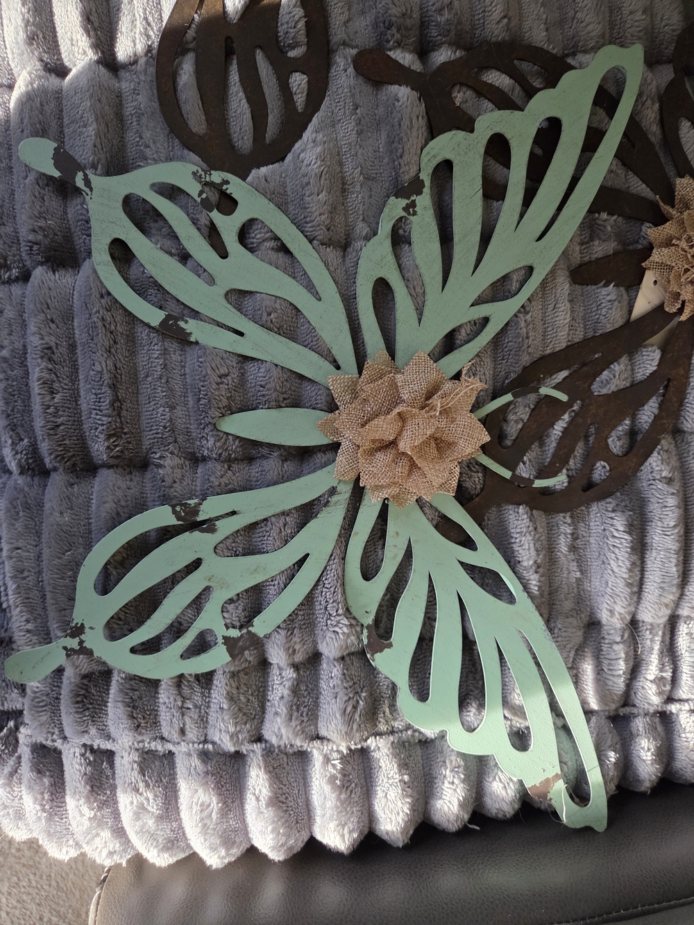 Hobby Lobby Metal Butterfly Wall Decor in Mint Green and Rustic Brown - Picture 2 of 6